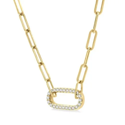 1/4 Ctw Paper Clip Round Cut Diamond Necklace in 14K Yellow Gold