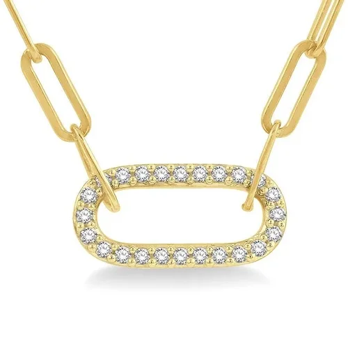 1/4 Ctw Paper Clip Round Cut Diamond Necklace in 14K Yellow Gold