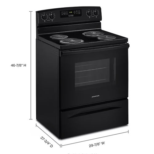 Amana Black 4.8 Cu. Ft. Coil Top Electric Range