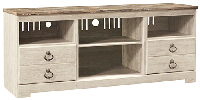 Willowton-Whitewash LG TV Stand with Fireplace Option display image