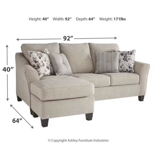Benchcraft Abney Sofa Chaise in Driftwood
