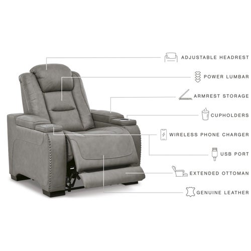 Signature Design by Ashley The Man-Den Power Recliner In Gray