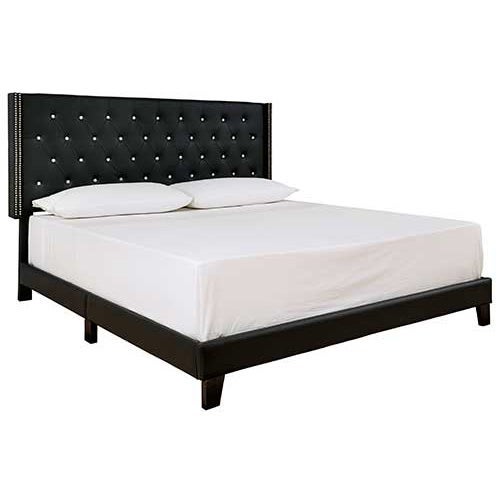Signature Design by Ashley Vintasso Black King Upholstery Bed & Nectar Classic King Mattress