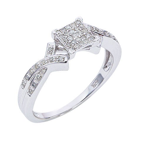 Womens 1/8 CT. T.W. Genuine Diamond Ring in 10K White Gold