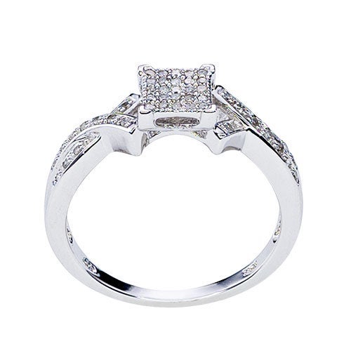 Womens 1/8 CT. T.W. Genuine Diamond Ring in 10K White Gold