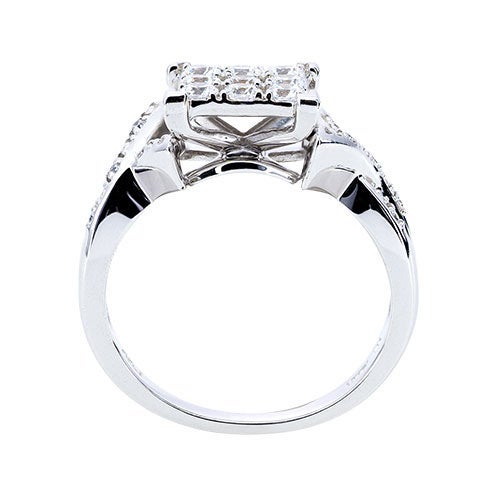 Womens 10K White Gold 3/4 CT.T.W. White Sapphire and Diamond Fashion Ring