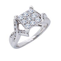 Womens 10K White Gold 3/4 CT.T.W. White Sapphire and Diamond Fashion Ring display image