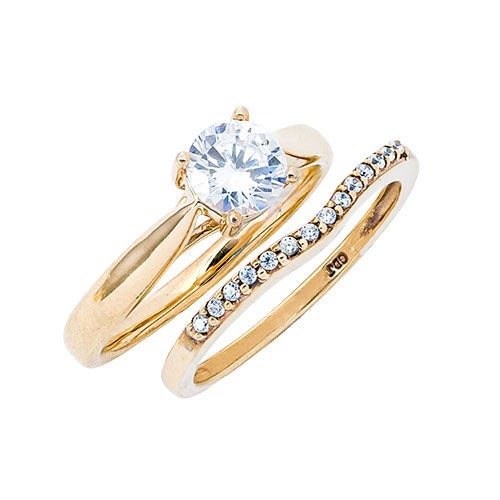 womens-10k-gold-34-cttw-lab-created-moissanite-and-diamond-wedding-set