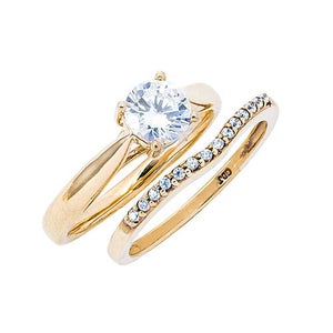 womens-10k-gold-34-cttw-lab-created-moissanite-and-diamond-wedding-set