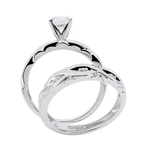 Womens 10K White Gold 9/10 Ctw White Sapphire Wedding Set