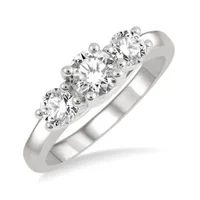 1 CTW Lab Grown Diamond Three Stone Ring in 10K White Gold - size 5 display image