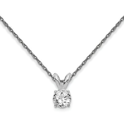 Womens 14K White Gold 1/4 CT. T.W. Round Lab-Created Diamond Solitaire Necklace