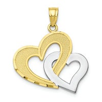 10K Gold and Rhodium Double Heart Pendant display image