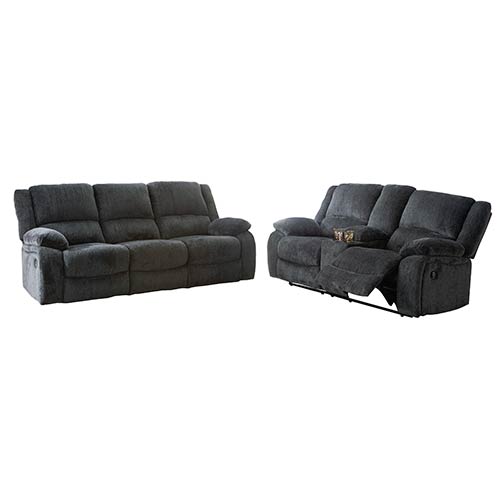 Signature Design by Ashley Draycoll Reclining Sofa & Loveseat in Slate