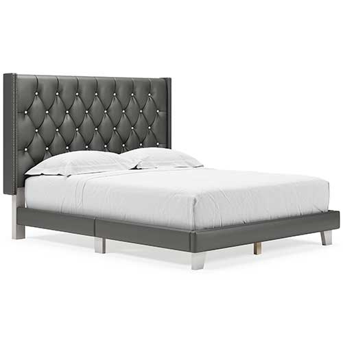 Ashley Vintasso Gray Queen Upholstery Bed + Nectar Classic Queen Mattress