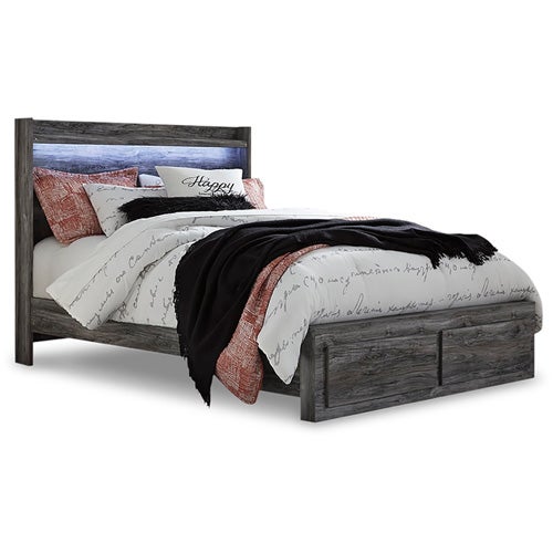 Signature Design by Ashley Baystorm Queen Panel Bed with 2 Storage Drawers In Gray