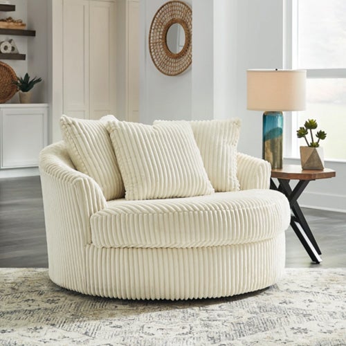 Signature Design by Ashley Lindyn Oversized Swivel Accent Chair In Ivory