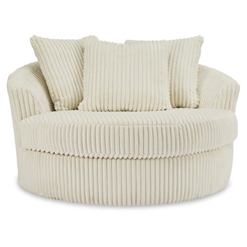 Signature Design by Ashley Lindyn Oversized Swivel Accent Chair In Ivory