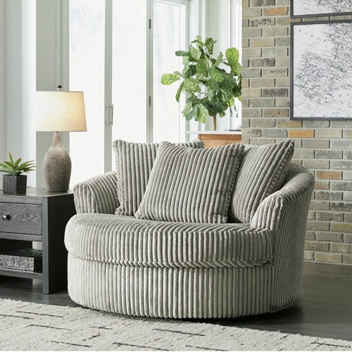 Signature Design by Ashley Lindyn Oversized Swivel Accent Chair In Fog
