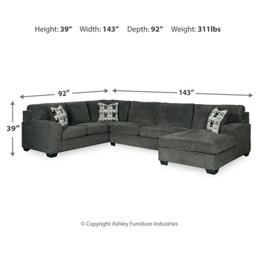 Signature Design by Ashley Ballinasloe 3-Piece Sectional in Smoke