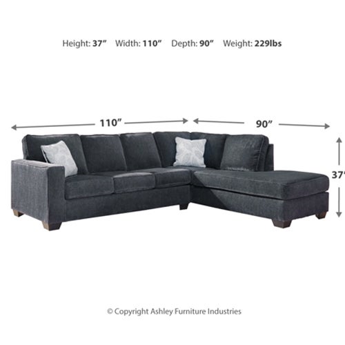 Signature Design by Ashley Altari 2-Piece Sectional with Chaise in Slate