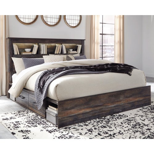 Signature Design by Ashley Drystan King Bookcase Bed with 4 Storage Drawers