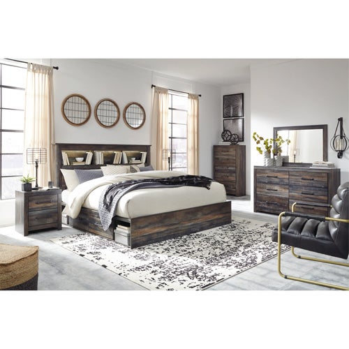 Signature Design by Ashley Drystan King Bookcase Bed with 4 Storage Drawers