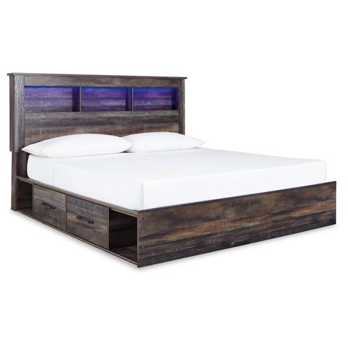Signature Design by Ashley Drystan King Bookcase Bed with 4 Storage Drawers