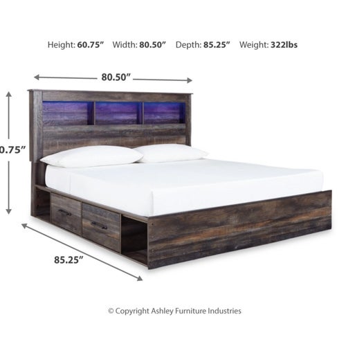 Signature Design by Ashley Drystan King Bookcase Bed with 4 Storage Drawers