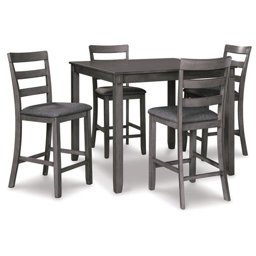 Signature Design by Ashley Bridson Counter Height Dining Table & Bar Stools in Gray