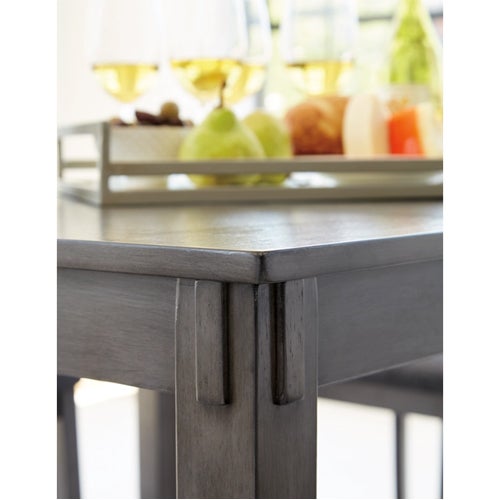Signature Design by Ashley Bridson Counter Height Dining Table & Bar Stools in Gray