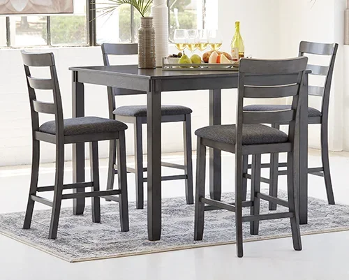 Signature Design by Ashley Bridson Counter Height Dining Table & Bar Stools in Gray