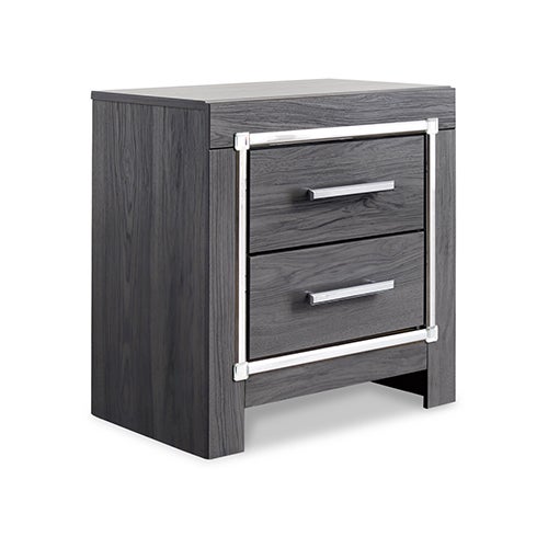 Signature Design by Ashley Lodanna King Panel Storage Bed with Mirrored Dresser and Nightstand