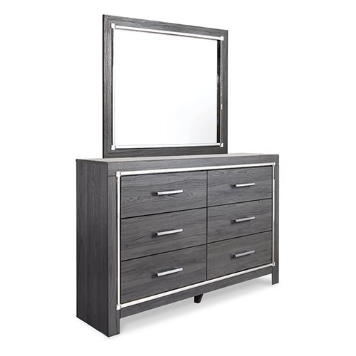 Signature Design by Ashley Lodanna King Panel Storage Bed with Mirrored Dresser and Nightstand