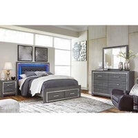 Lodanna King Panel Storage Bed with Mirrored Dresser and Nightstand display image