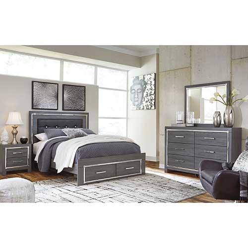 Signature Design by Ashley Lodanna Queen Panel Storage Bed with Mirrored Dresser & Nightstand