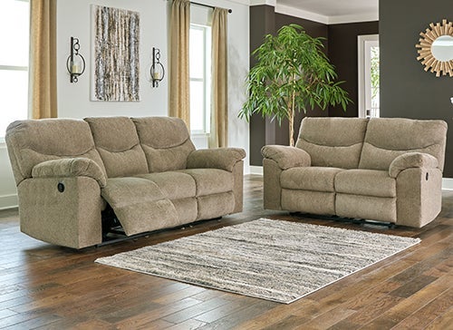 Signature Design by Ashley 2-Piece Alphons Reclining Sofa & Loveseat in Briar