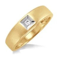 1/20 Ctw Princess Cut Diamond Men's Ring in 10K Yellow Gold - Sz 9 display image