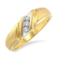 1/8 Ctw Round Cut Diamond (3 diamonds in channel setting) Men's Ring in 10K Yellow Gold - Sz 9 display image