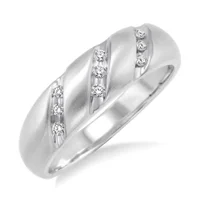 1/8 Ctw Round Cut Diamond Men's Ring in 10K White Gold - Sz 9 display image