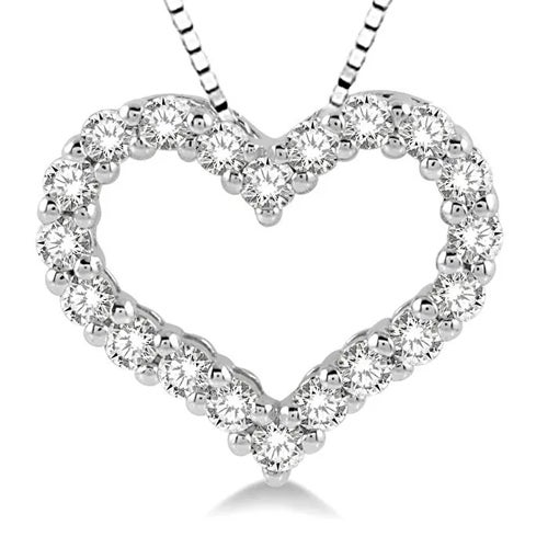 1/2 Ctw Round Cut Lab Grown Diamond Heart Shape Pendant With Chain in 10K White Gold