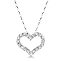 1/2 ctw Round Cut Lab Grown Diamond Heart Shape Pendant With Chain in 10K White Gold display image