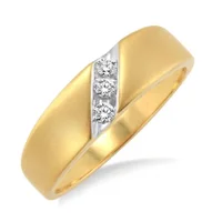 1/8 Ctw Round Cut Diamond Men's Ring in 10K Yellow Gold - Size 9 display image