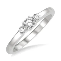 1/4 ctw Round Cut Lab Grown Diamond Three-Stone Ring in 10K White Gold - Size 5 display image