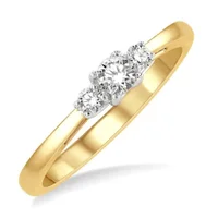1/4 ctw Round Cut Lab Grown Diamond Three-Stone Ring in 10K Yellow and White Gold - Size 5 display image