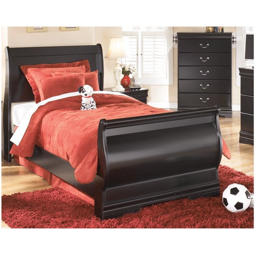Signature Design by Ashley Huey Vineyard Twin Sleigh Bed in Black