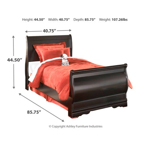 Signature Design by Ashley Huey Vineyard Twin Sleigh Bed in Black