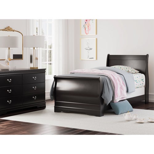 Signature Design by Ashley Huey Vineyard Twin Sleigh Bed in Black
