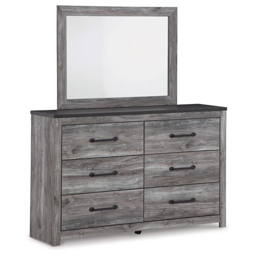 Bronyan Queen Panel Bed, Dresser, Mirror & Nightstand in Dark Gray
