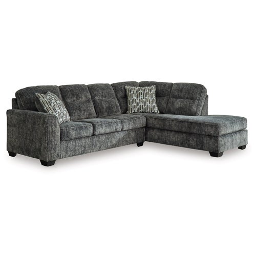 Signature Design by Ashley Lonoke 2-Piece Sectional with Chaise in Gunmetal